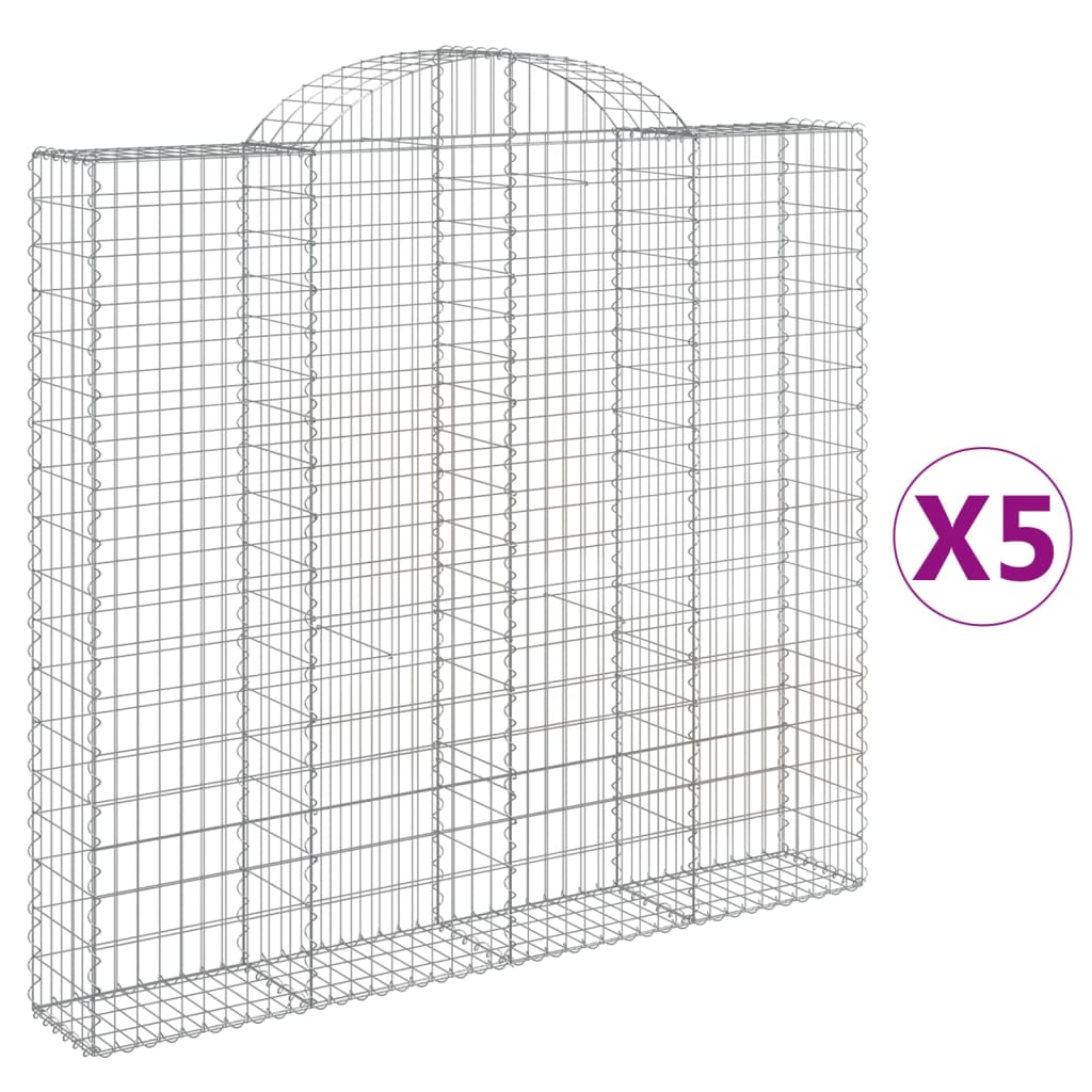 VidaXL Gabionen 5 Stück gebogen 200x30x180 200 cm Eisen