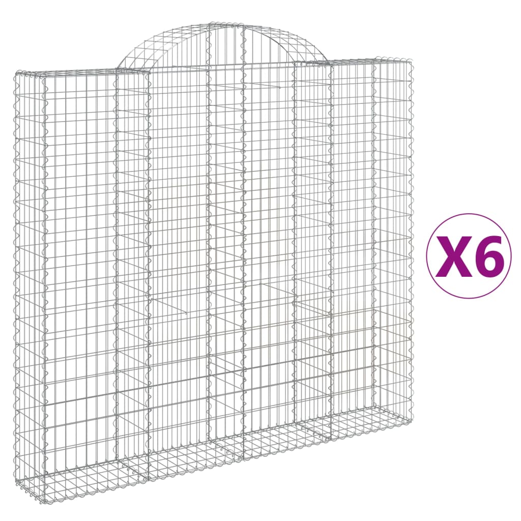 VidaXL Gabionen 6 Stück gebogen 200x30x180 200 cm Eisen