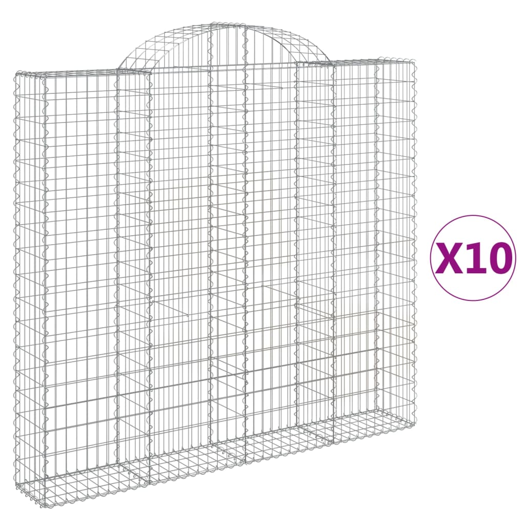 VidaXL Gabionen 10 Stück gebogen 200x30x180 200 cm Eisen