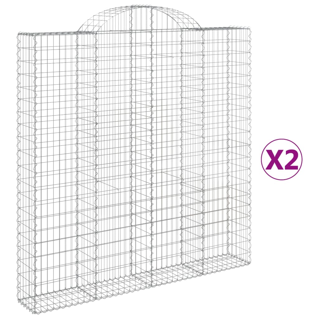 VidaXL Gabionen 2 Stück gebogen 200x30x200 220 cm Eisen