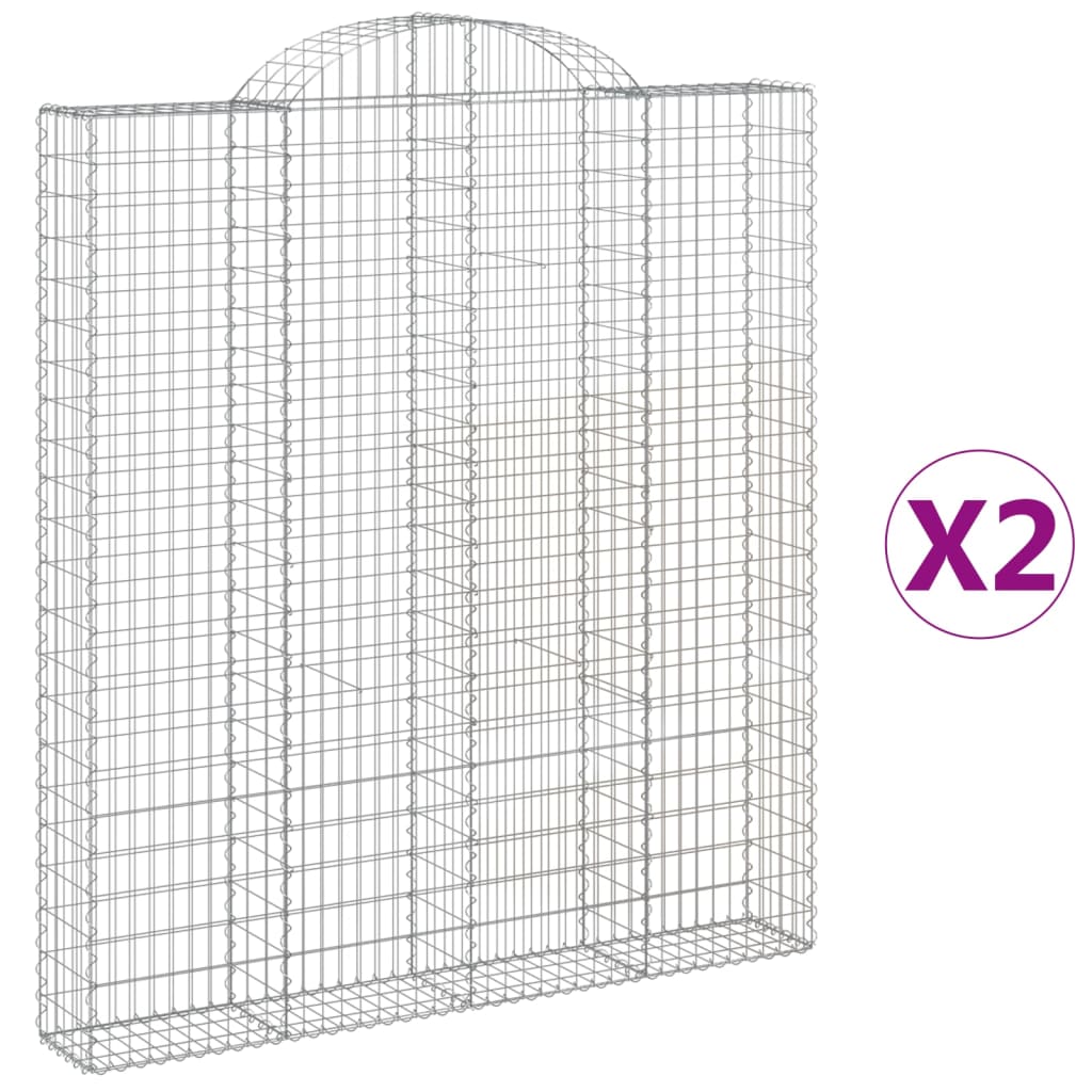 VidaXL Gabionen 2 Stück gebogen 200x30x220 240 cm Eisen