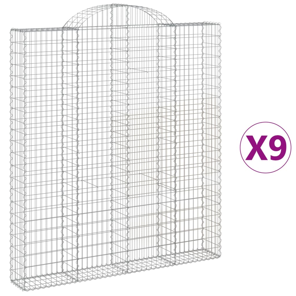 VidaXL Gabionen 9 Stück gebogen 200x30x220 240 cm Eisen