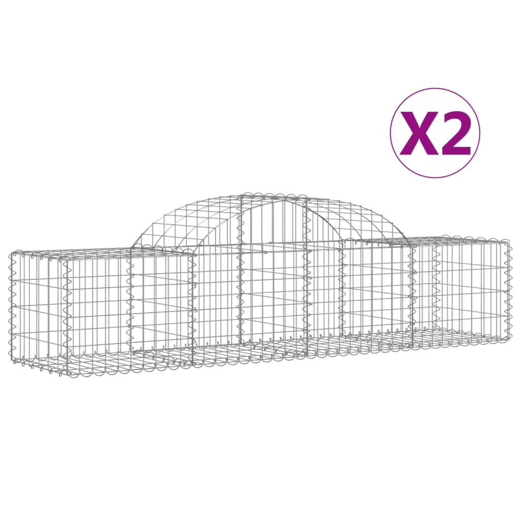 VidaXL Gabionen 2 Stück gebogen 200x50x40 60 cm verzinktes Eisen