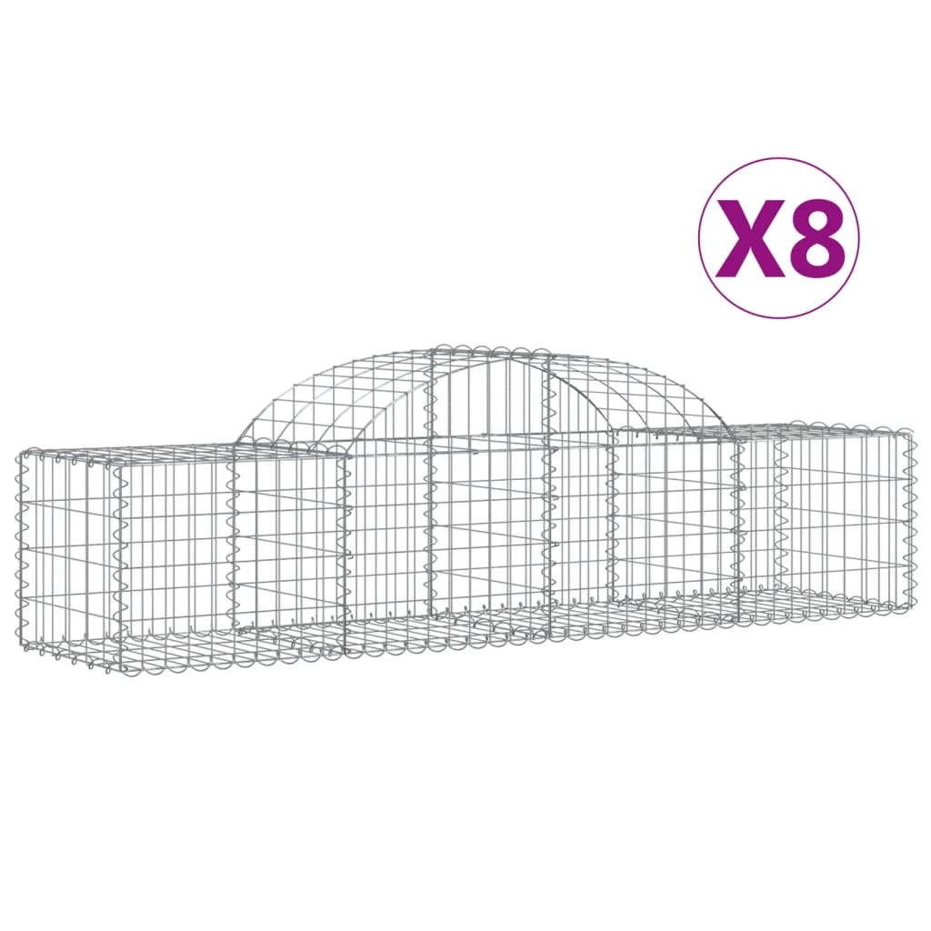 VidaXL Gabionen 8 Stück gebogen 200x50x40 60 cm verzinktes Eisen