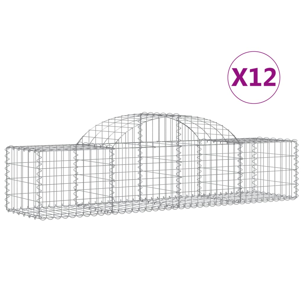VidaXL Gabionen 12 Stück gebogen 200x50x40 60 cm verzinktes Eisen