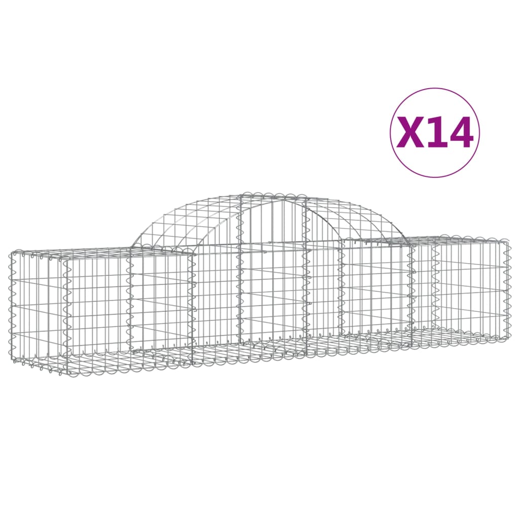 VidaXL Gabionen 14 Stück gebogen 200x50x40 60 cm verzinktes Eisen