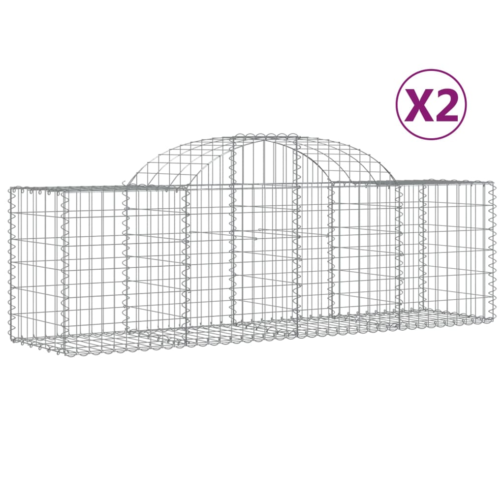VidaXL Gabionen 2 Stück gebogen 200x50x60 80 cm verzinktes Eisen