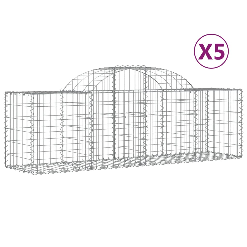 VidaXL Gabionen 5 Stück gebogen 200x50x60 80 cm verzinktes Eisen