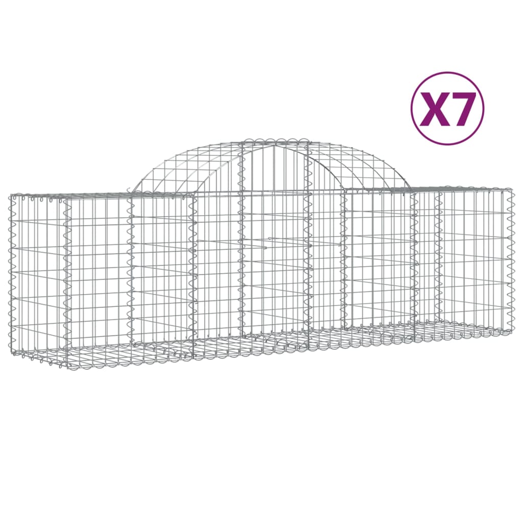 VidaXL Gabionen 7 Stück gebogen 200x50x60 80 cm verzinktes Eisen