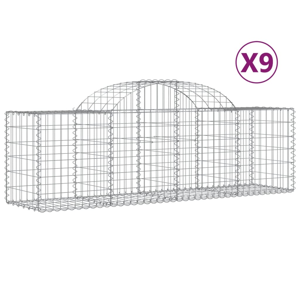 VidaXL Gabionen 9 Stück gebogen 200x50x60 80 cm verzinktes Eisen