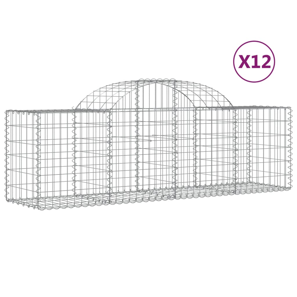 VidaXL Gabionen 12 Stück gebogen 200x50x60 80 cm verzinktes Eisen
