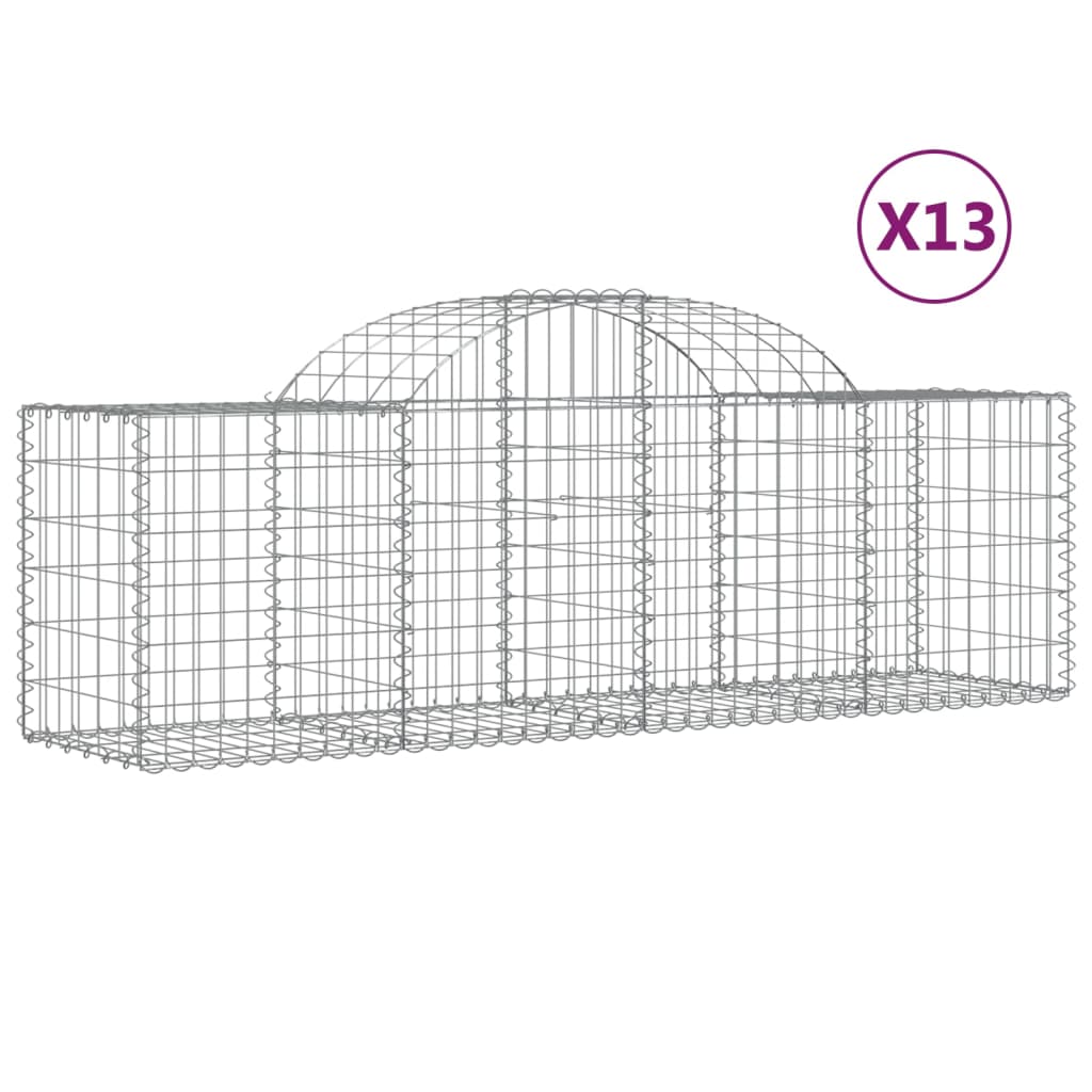 VidaXL Gabionen 13 Stück gebogen 200x50x60 80 cm verzinktes Eisen