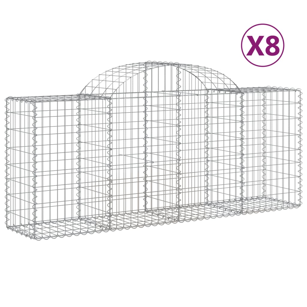 VidaXL Gabionen 8 Stück gebogen 200x50x80 100 cm verzinktes Eisen
