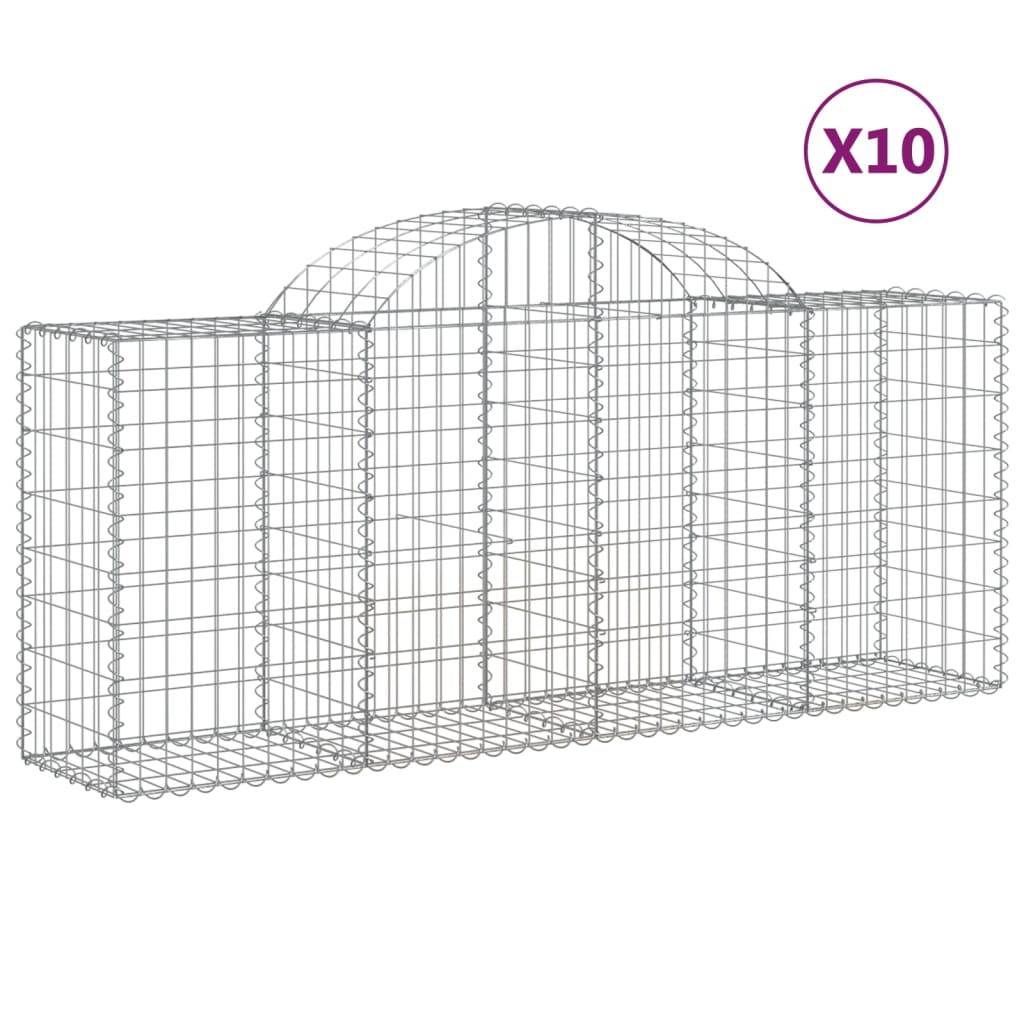 VidaXL Gabionen 10 Stück gebogen 200x50x80 100 cm Eisen