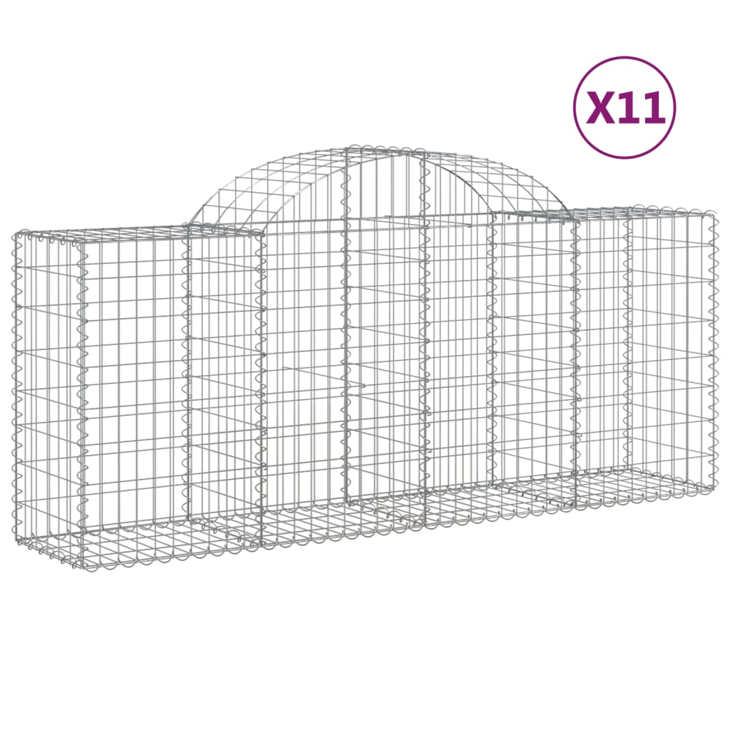 VidaXL Gabionen 11 Stk. gebogen 200x50x80 100 cm Eisen