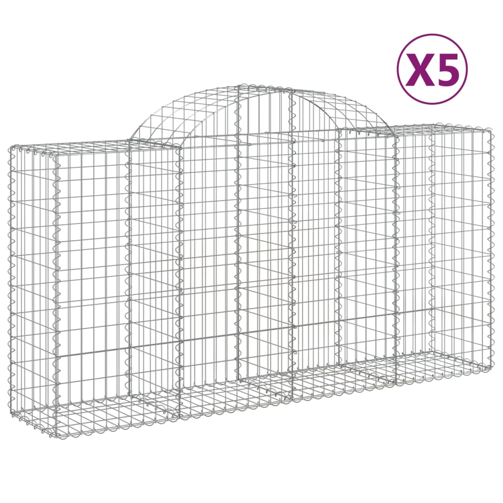 VidaXL Gabionen 5 Stück gebogen 200x50x100 120 cm Eisen