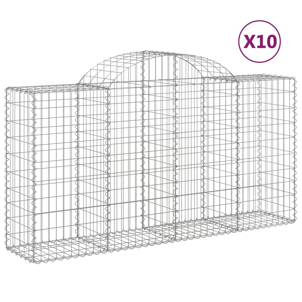 VidaXL Gabionen 10 Stück gebogen 200x50x100 120 cm Eisen