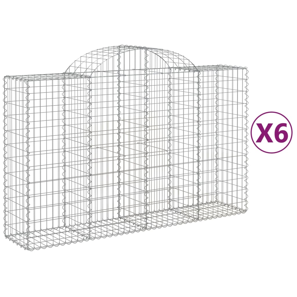 VidaXL Gabionen 6 Stück gebogen 200x50x120 140 cm Eisen