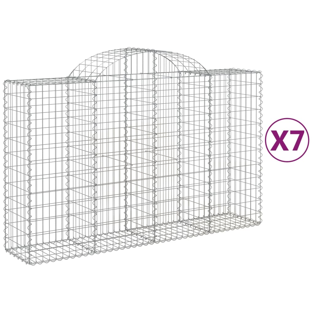 VidaXL Gabionen 7 Stk. gebogen 200x50x120 140 cm Eisen
