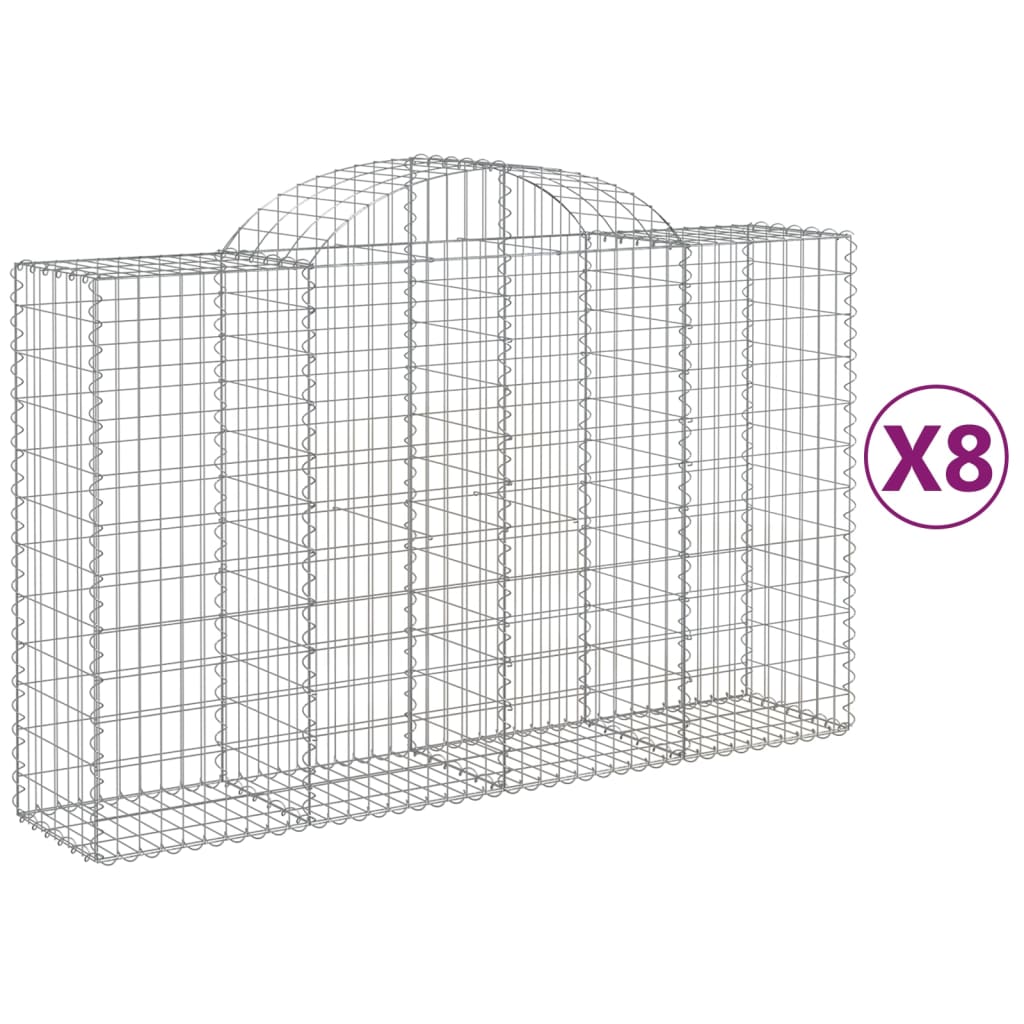 VidaXL Gabionen 8 Stück gebogen 200x50x120 140 cm Eisen