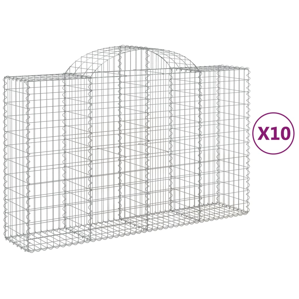 VidaXL Gabionen 10 Stück gebogen 200x50x120 140 cm Eisen