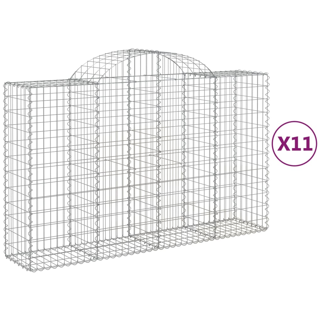 VidaXL Gabionen 11 Stück gebogen 200x50x120 140 cm Eisen