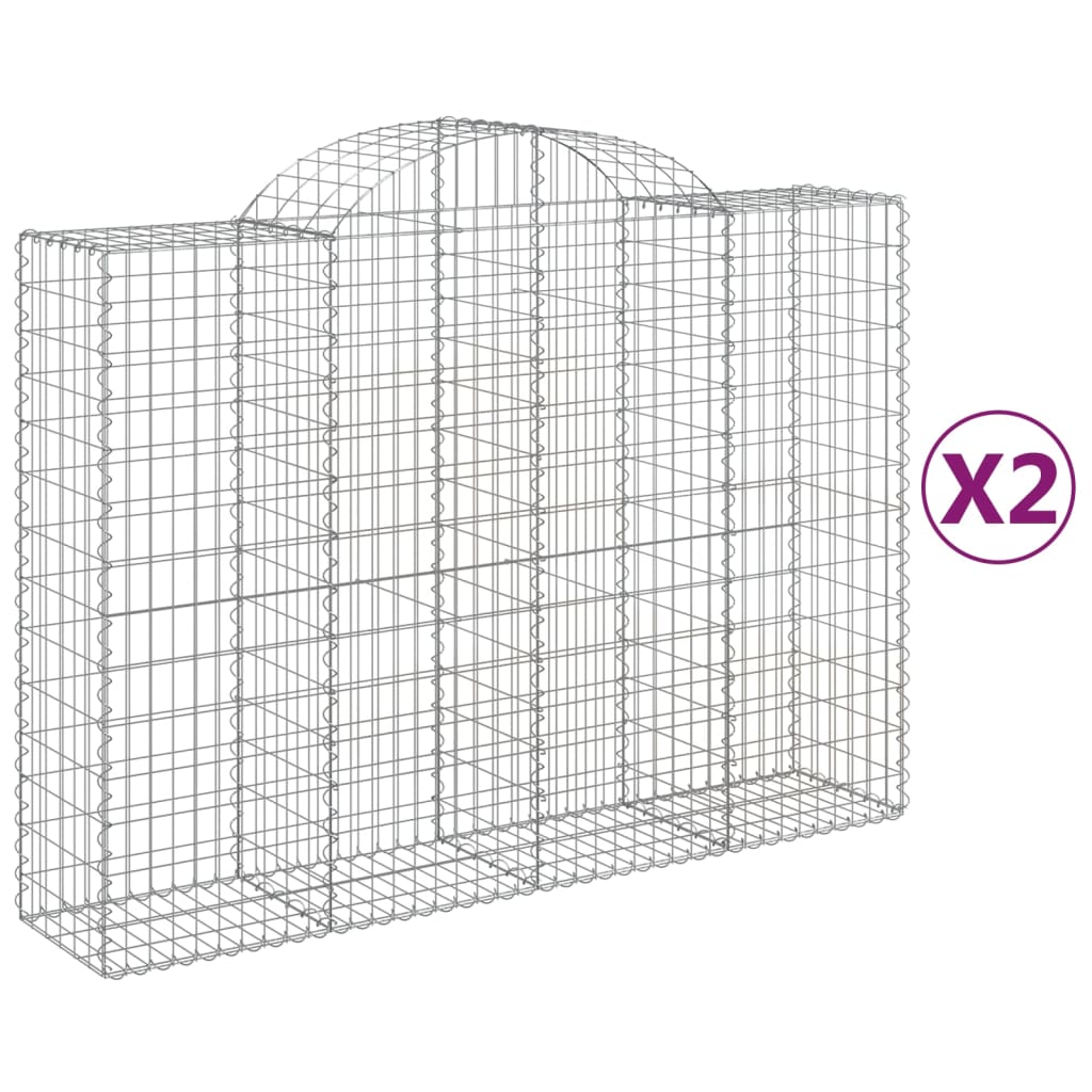 VidaXL Gabionen 2 Stück gebogen 200x50x140 160 cm Eisen