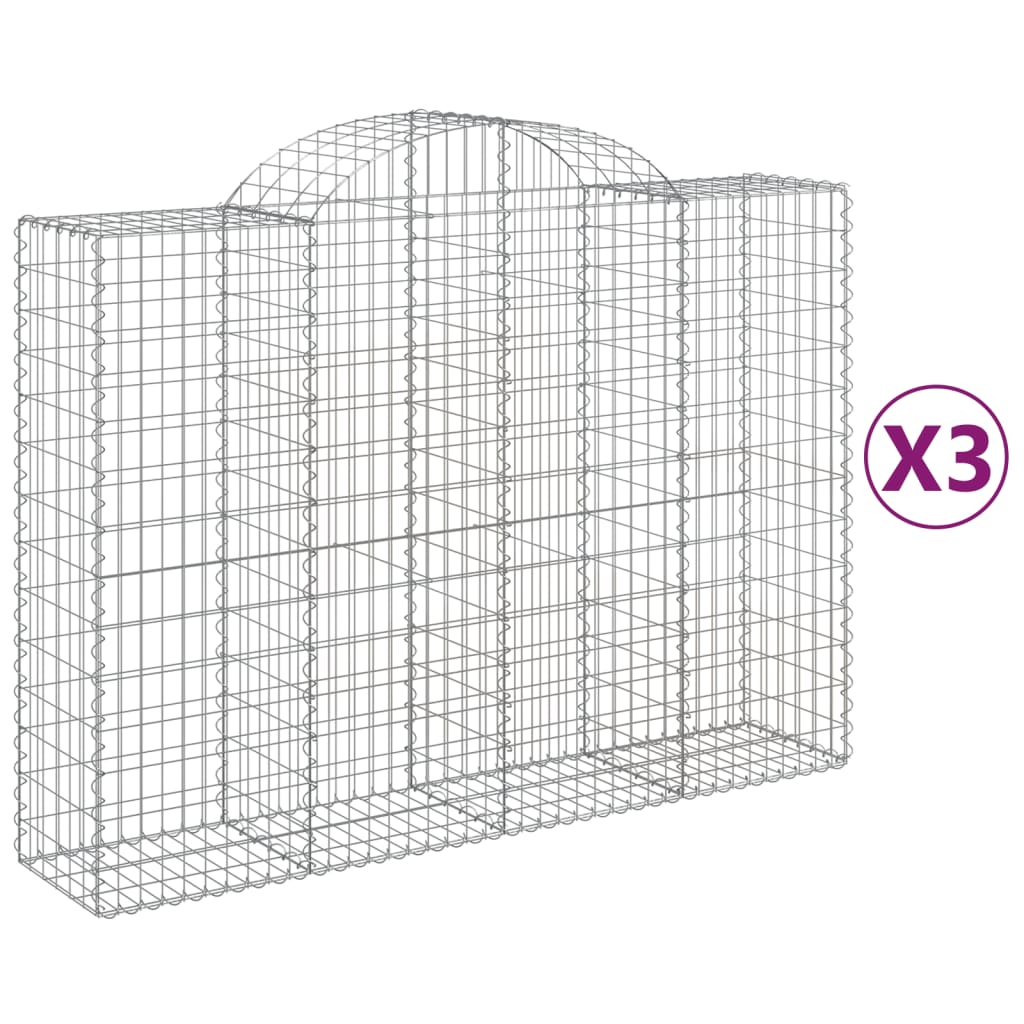 VidaXL Gabionen 3 Stück gebogen 200x50x140 160 cm Eisen