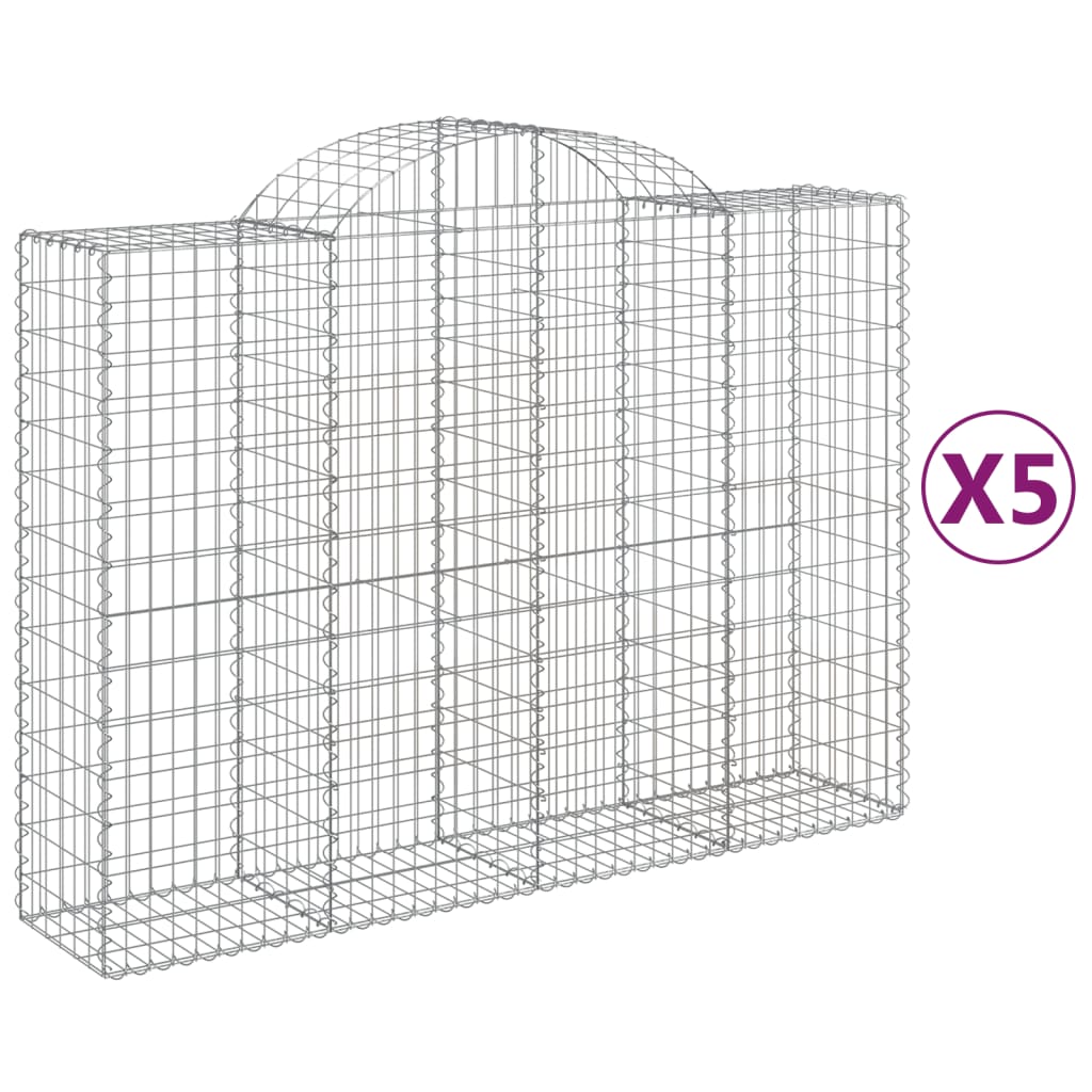 VidaXL Gabionen 5 Stück gebogen 200x50x140 160 cm Eisen