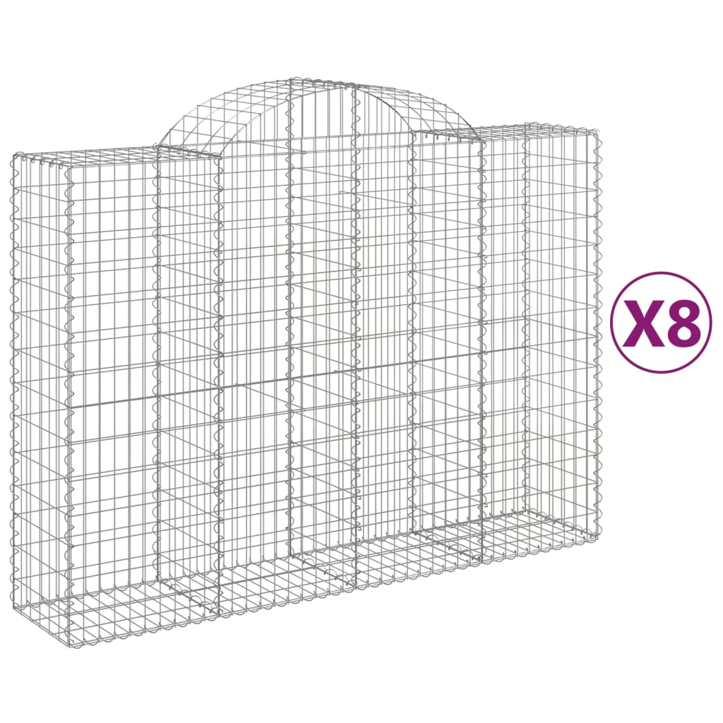 VidaXL Gabionen 8 Stück gebogen 200x50x140 160 cm Eisen