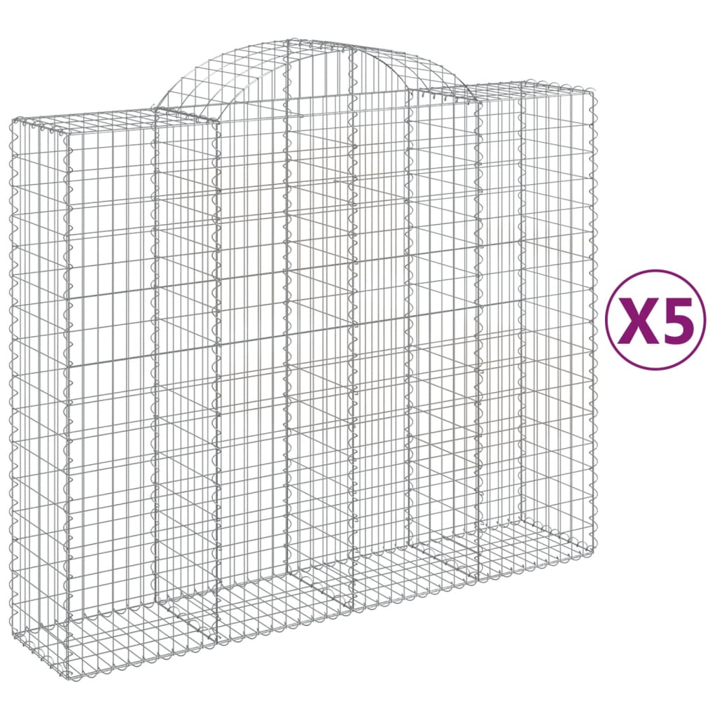VidaXL Gabionen 5 Stück gebogen 200x50x160 180 cm Eisen