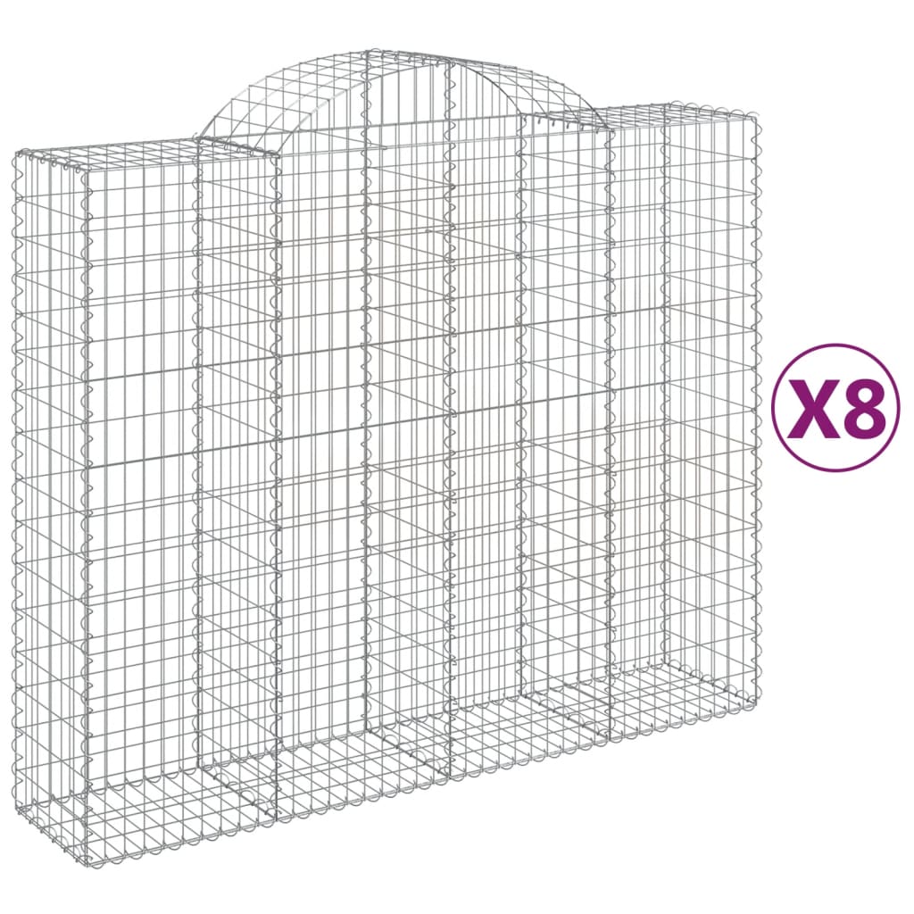 VidaXL Gabionen 8 Stück gebogen 200x50x160 180 cm Eisen