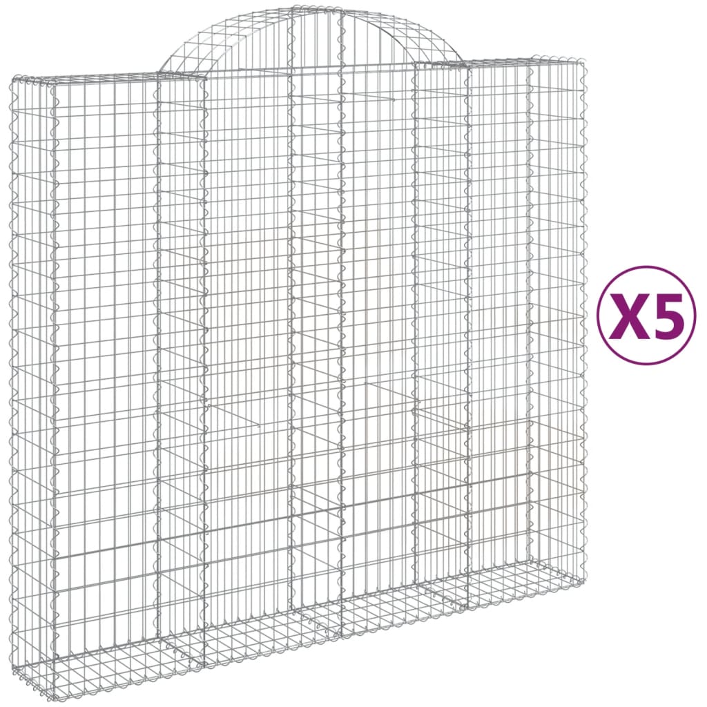 VidaXL Gabionen 5 Stück gebogen 200x50x180 200 cm Eisen