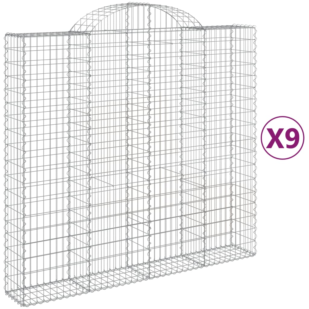 VidaXL Gabionen 9 Stück gebogen 200x50x180 200 cm Eisen
