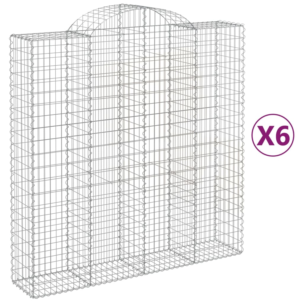 VidaXL Gabionen 6 Stück gebogen 200x50x200 220 cm Eisen