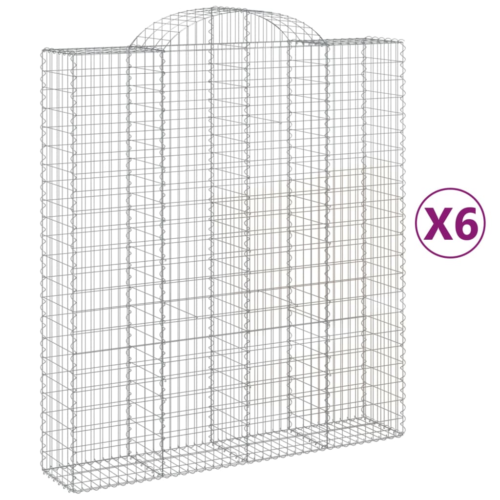 VidaXL Gabionen 6 Stück gebogen 200x50x220 240 cm Eisen