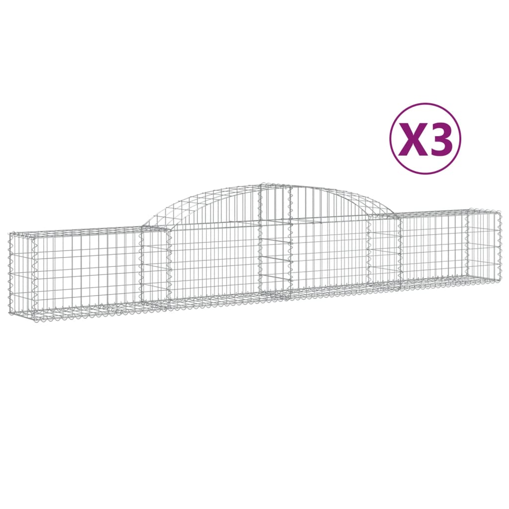 VidaXL Gabionen 3 Stück gebogen 300x30x40 60 cm verzinktes Eisen