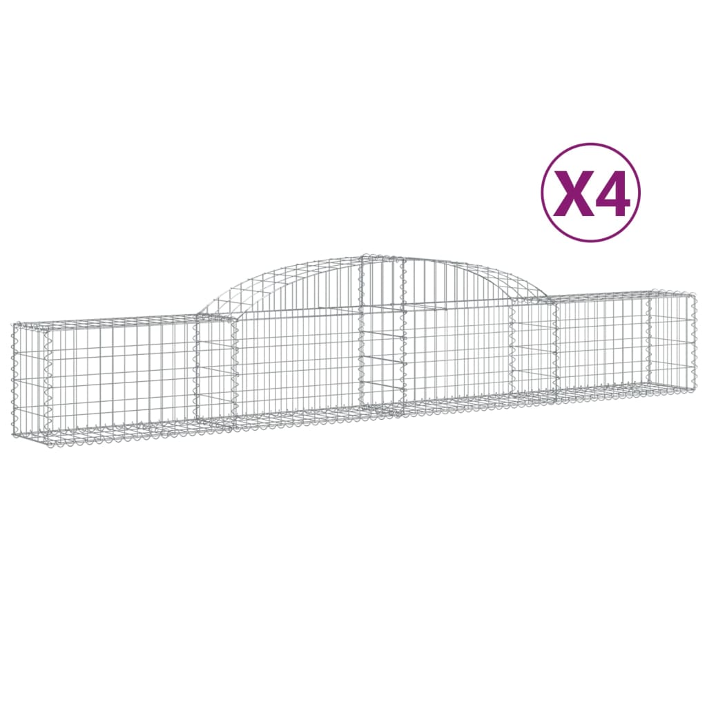 VidaXL Gabionen 4 Stück gebogen 300x30x40 60 cm verzinktes Eisen
