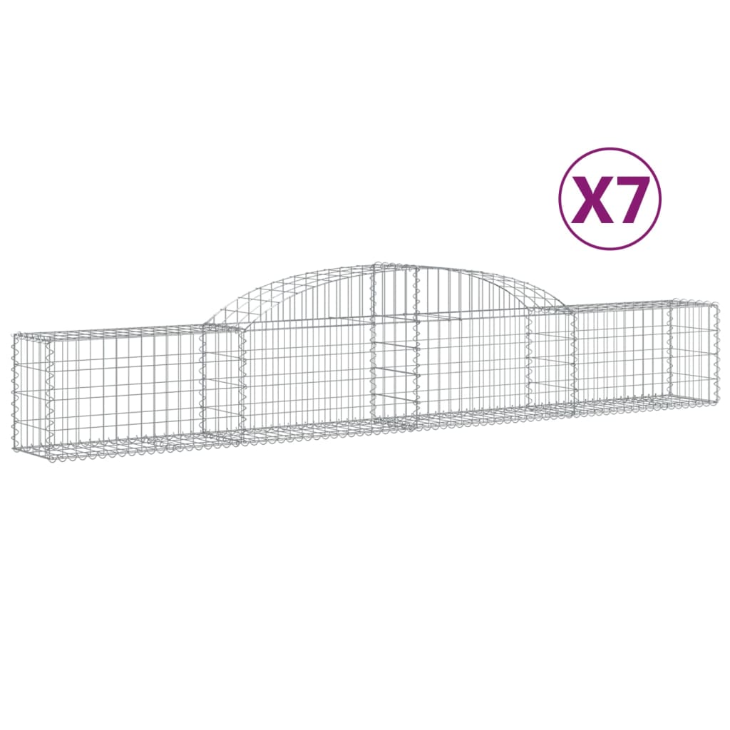 VidaXL Gabionen 7 Stück gebogen 300x30x40 60 cm verzinktes Eisen