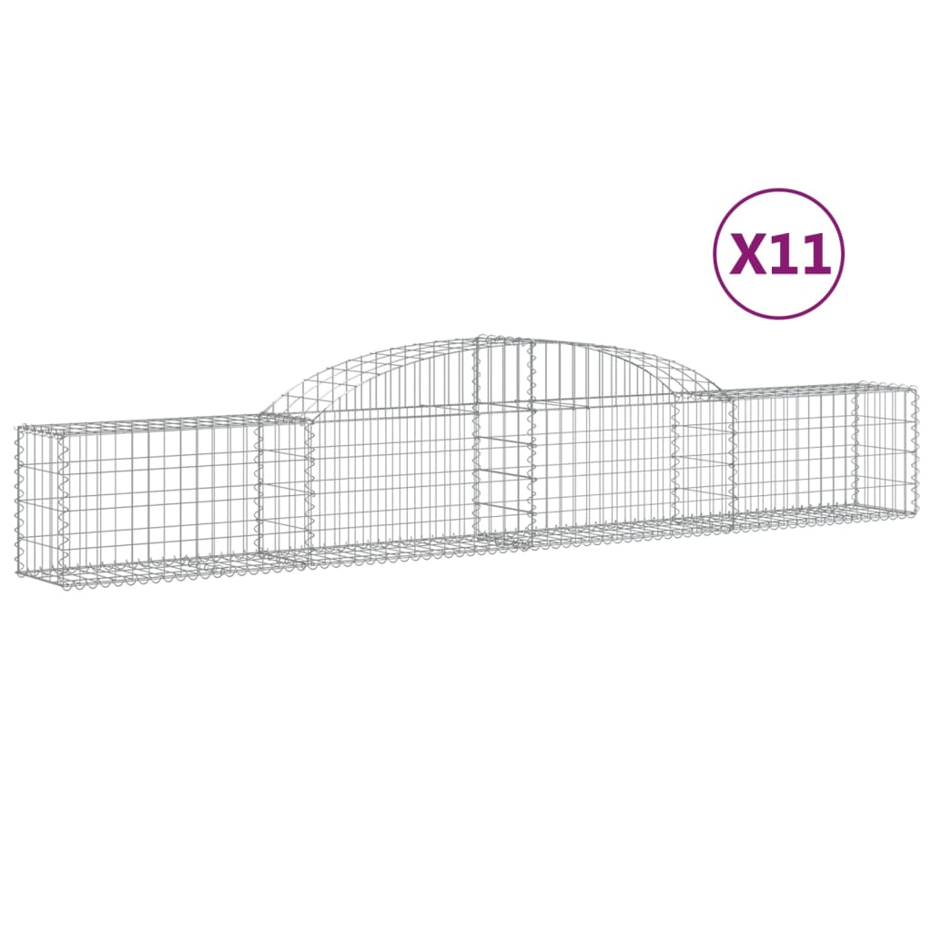VidaXL Gabionen 11 Stück gebogen 300x30x40 60 cm verzinktes Eisen