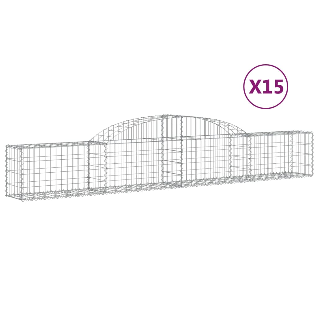 VidaXL Gabionen 15 Stück gebogen 300x30x40 60 cm verzinktes Eisen