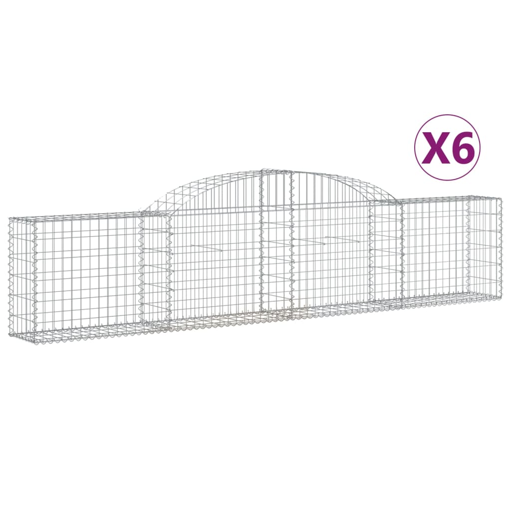 VidaXL Gabionen 6 Stück gebogen 300x30x60 80 cm verzinktes Eisen