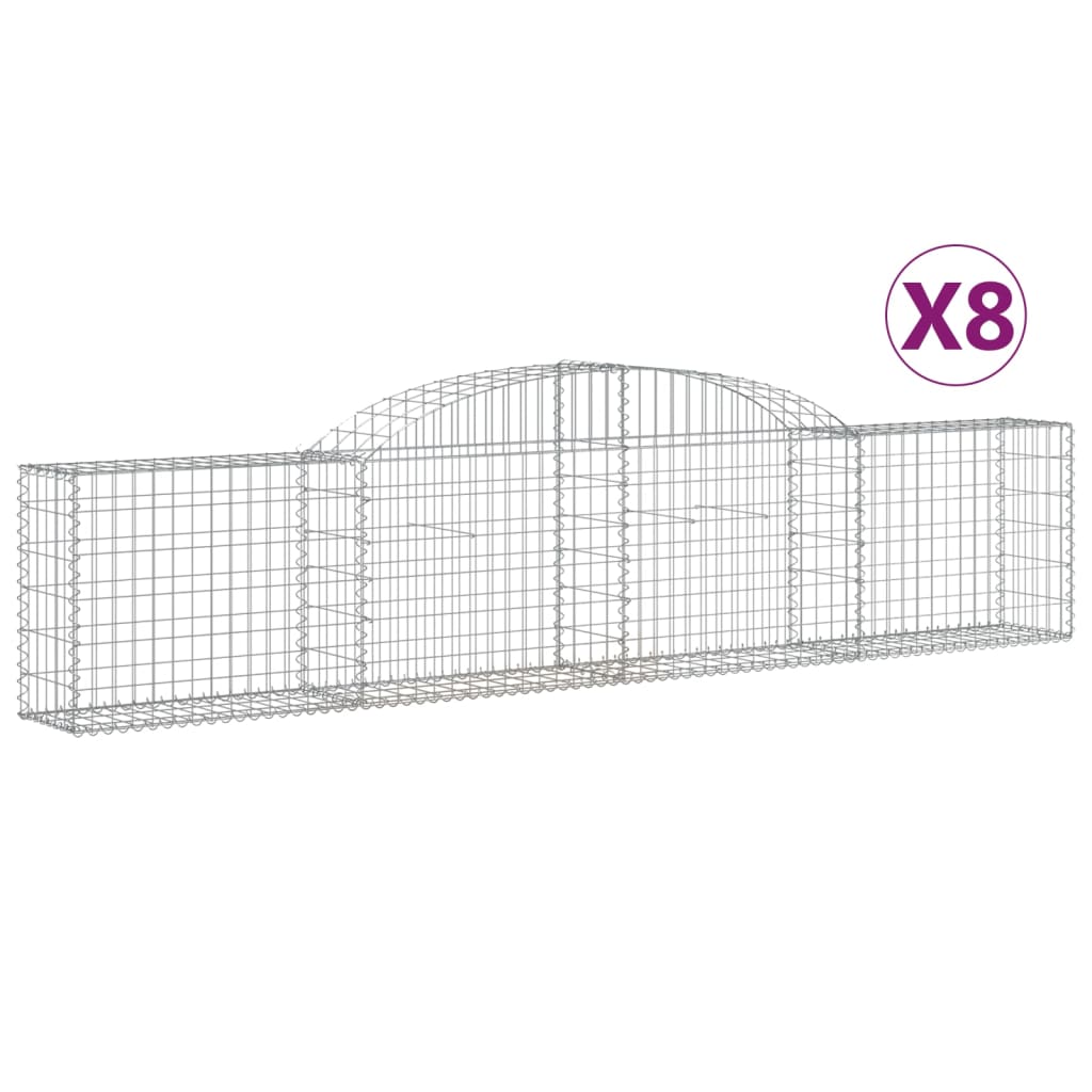 VidaXL Gabionen 8 Stück gebogen 300x30x60 80 cm verzinktes Eisen
