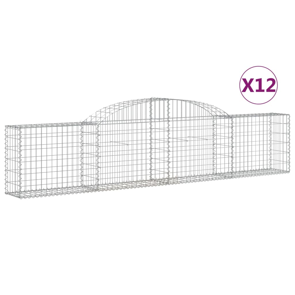 VidaXL Gabionen 12 Stück gebogen 300x30x60 80 cm verzinktes Eisen