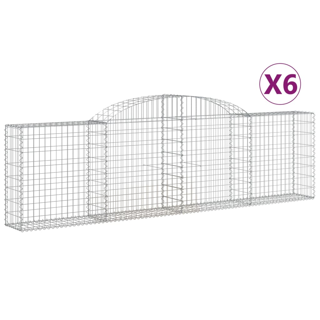 VidaXL Gabionen 6 Stück gebogen 300x30x80 100 cm verzinktes Eisen