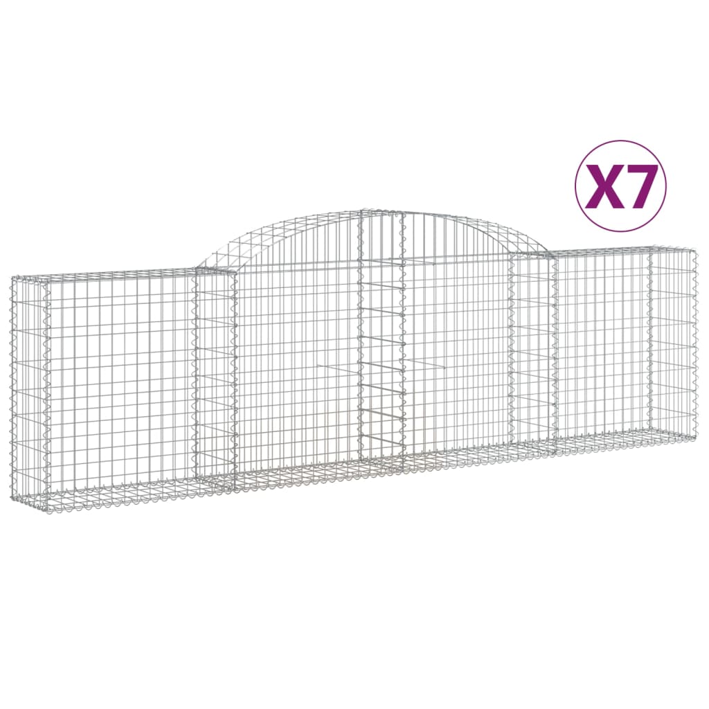 VidaXL Gabionen 7 Stück gebogen 300x30x80 100 cm verzinktes Eisen