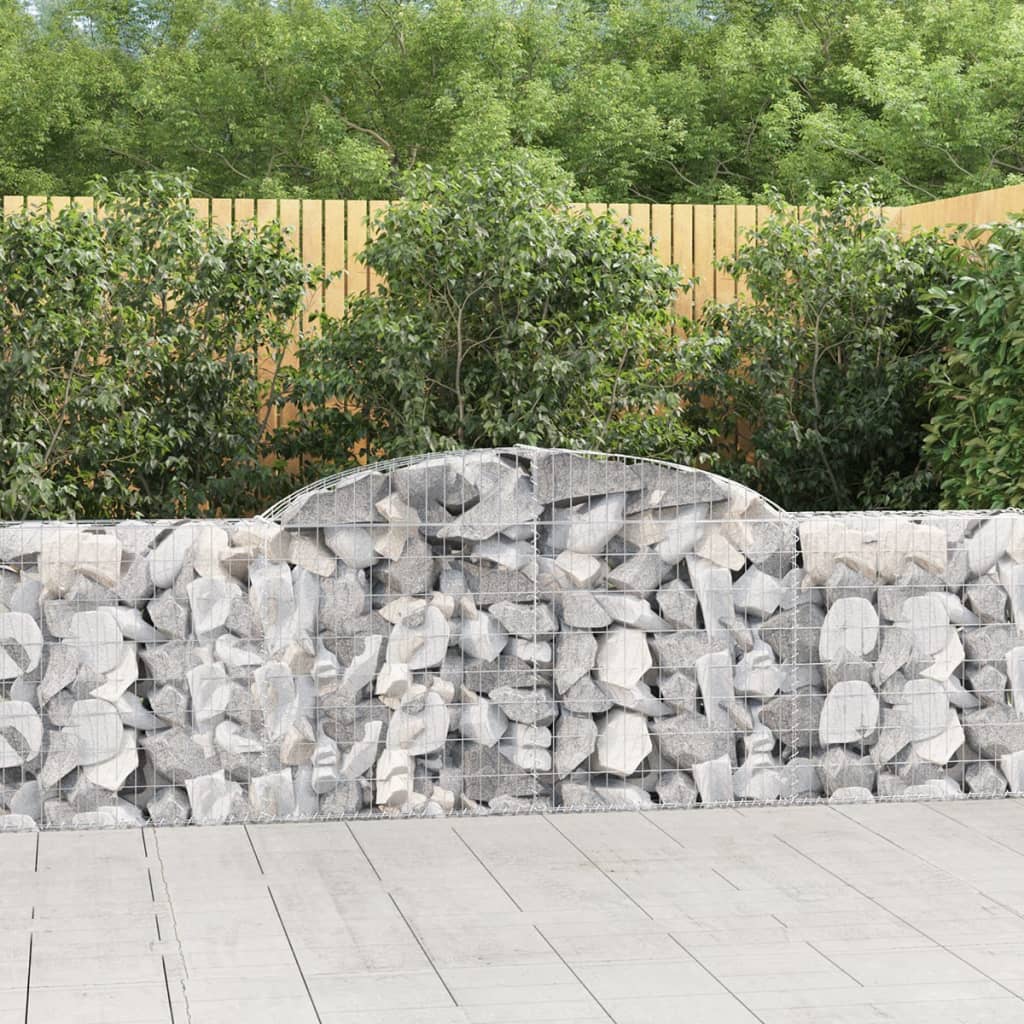 VidaXL Gabionen 7 Stück gebogen 300x30x80 100 cm verzinktes Eisen