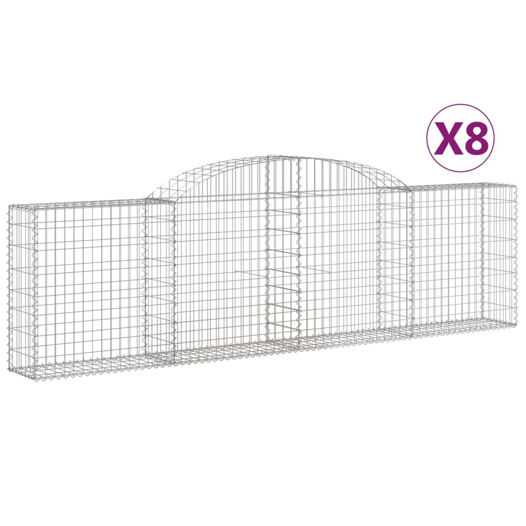 VidaXL Gabionen 8 Stück gebogen 300x30x80 100 cm verzinktes Eisen