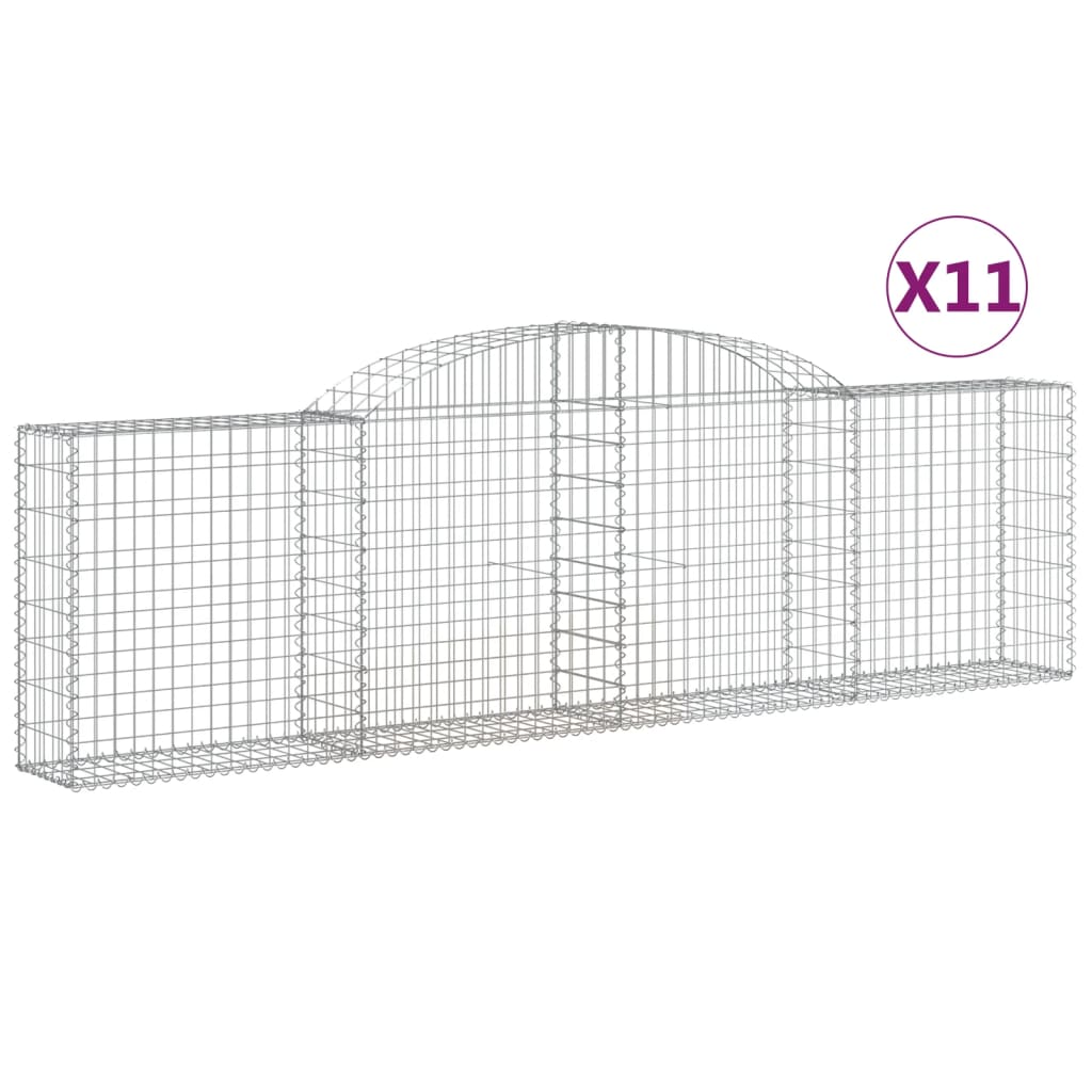 VidaXL Gabionen 11 Stk. gebogen 300x30x80 100 cm Eisen
