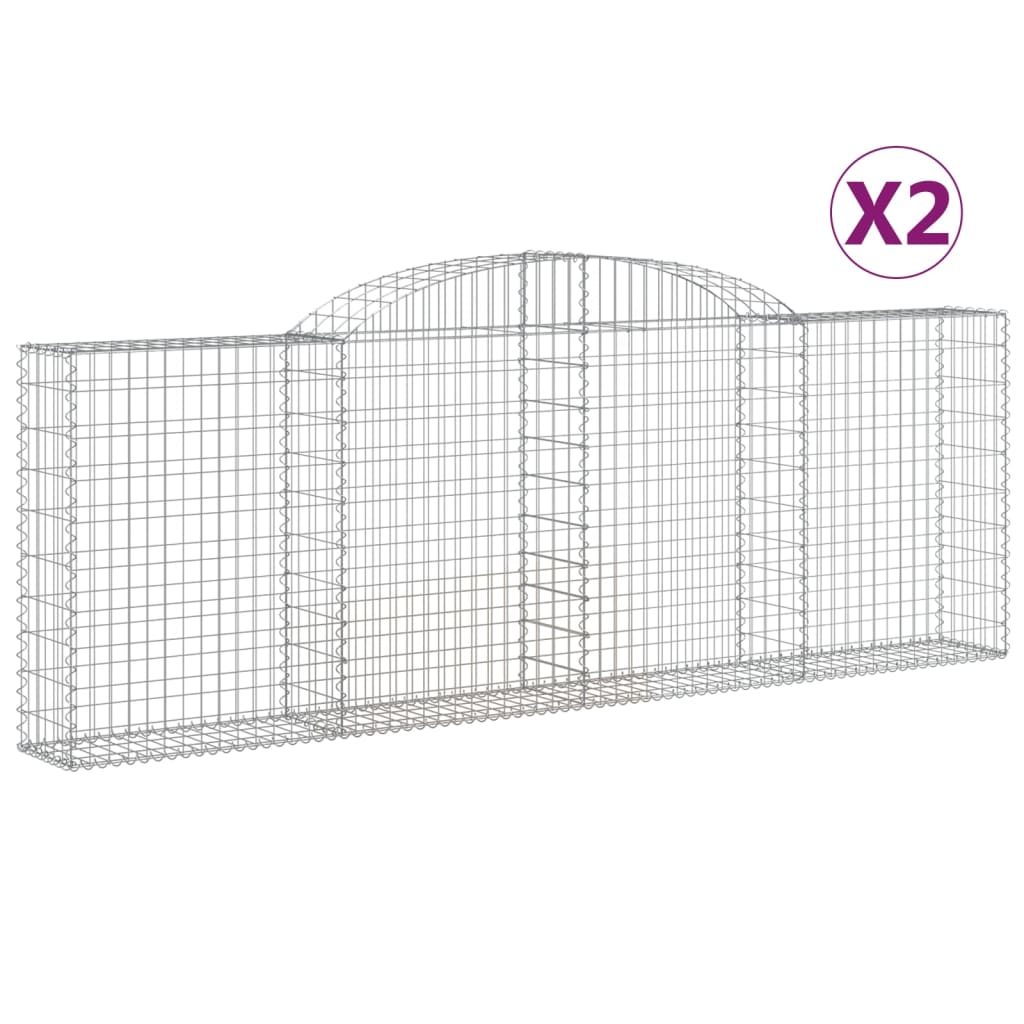 VidaXL Gabionen 2 Stück gebogen 300x30x100 120 cm Eisen